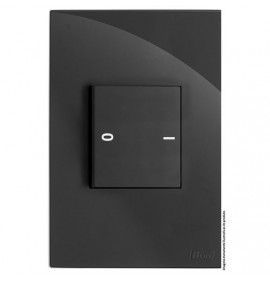 Cj Interruptor bipolar duplo simples 4x2 - Recta Grafite gloss